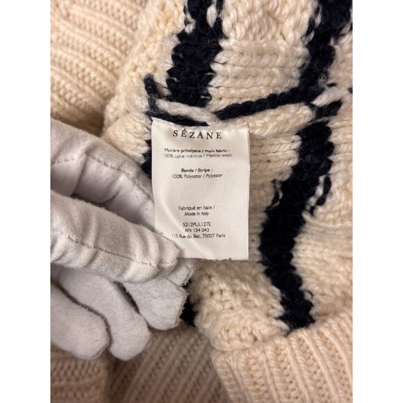 Sezane Sweater Small Womens Jane Jumper Chunky Merino Wool Knit Striped - Picture 8 of 8